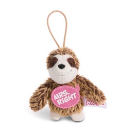 NICI Animals 44854 Sloth Pendant with Saying Mrs. Right 8 cm with Loop, Brown