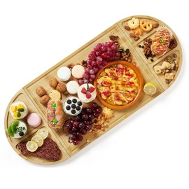 3 Piece Magnetic Cheese Board Set, Large Bamboo Charcuterie Board Set with Deep Juice Groove, Cheese Serving Set, Perfect Gifts for House Warming, New Home, Bridal Shower, Wedding