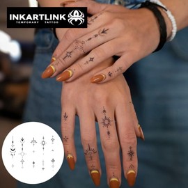 2 Sheets Starry Finger Temporary Body Art, Realistic Matte Look