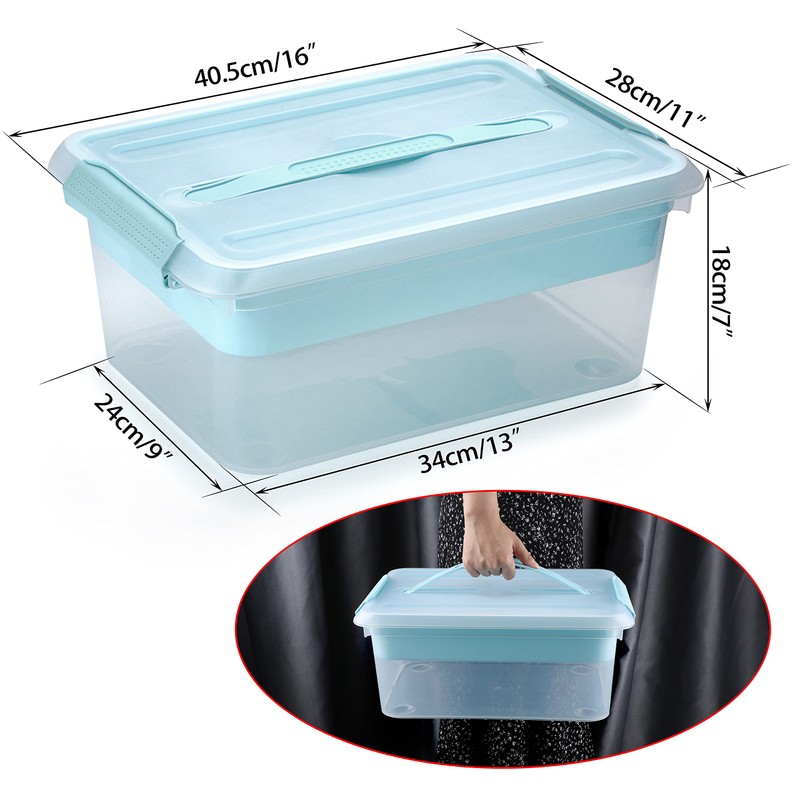 BTSKY Stack & Carry Box, Clear Plastic Storage Container Stackable