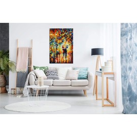 Couple Under One Umbrella by Leonid Afremov Canvas Wall Art Picture Print for Home Decor (18x12)