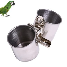 Amison Tazas de Alimentación para Pájaros Comedero de Agua para Pájaros Cuenco para Pájaros para Jaula Copas Cooperativas Comida para Loros Colgante Animal Doméstico Cuencos Soporte de Abrazadera