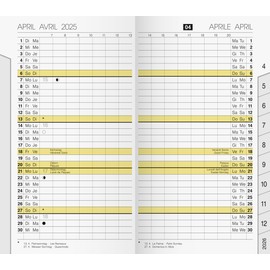 rido/idé Monthly Replacement Calendar, Four Language Model M Planner (2025), 2 Pages = 1 Month, A6, 32 Pages, White