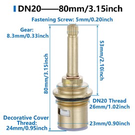 2 Pcs Tap Cartridge Valve, 3/4" Brass Stem Disc Cartridge Faucet Repair Replacement Parts for Bathroom Kitchen Sink Tap, Random Color (80MM)