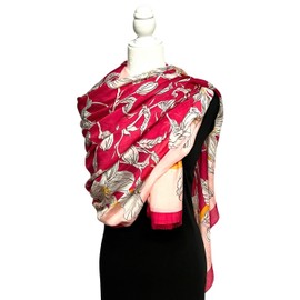 Humble Hilo Vector Art Fashion Scarf (Pink Floral, Medium)