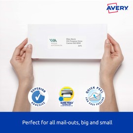 Avery Printable Blank A4 Adressing Labels, 99.1 x 38.1 mm, White, 280 Customisable Labels (952003)