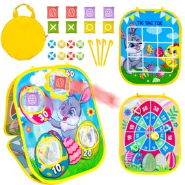 Outdoor Toys for Toddlers Games Toys for Ages 2-5, 3 in 1Cornhole Bean Bag Toss Games Tic Tac Toe Dart Board Outdoor Games Toddler Toys Indoor Family Party Game Toy Present for Girls Boys Birthday