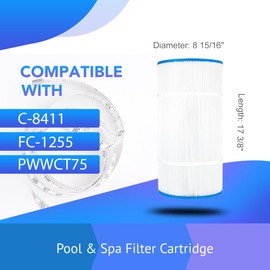 Yoozell Swimming Pool Filter Replaces for C-8411, Filbur FC-1255, PWWCT75, Ultral-B6, Waterway 817-0075N, Waterway Clearwater II 75, CX760RE, C751, Darlly 80755, 75 Sq.Ft Filter Cartridge, 1 Pack