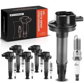 A-Premium Ignition Coils and Spark Plugs Kits Compatible with Ford F-150 F150, Explorer, Edge, Mustang, Taurus, Flex, Transit-150, Transit-250 & Lincoln MKX, MKT, Continental, 3.5L 3.7L 6-PC Set