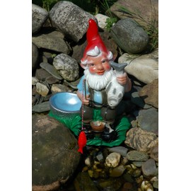 Garden Gnome Angler with Trough Approx. 33 cm Tall PVC