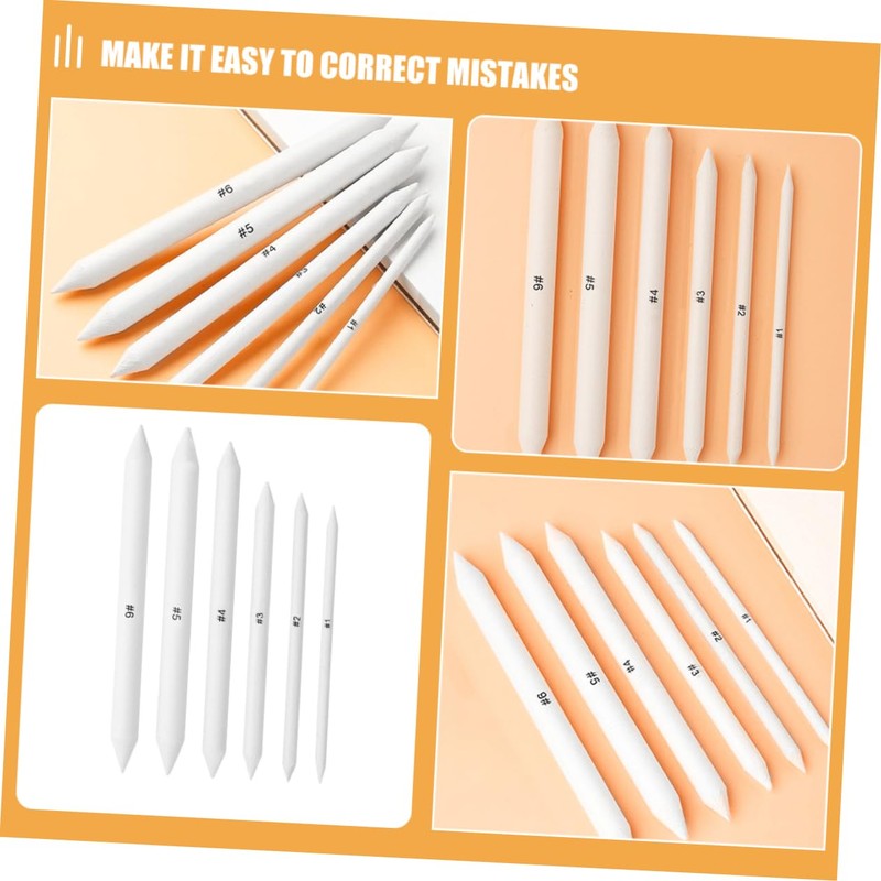 SHOWERORO 6pcs Chalk Pencils Drawing Pencils Highlight Chalk Erasers for