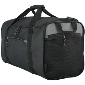 20-Inch Collapsible Travel Duffel Bag, U-Shaped Opening, Adjustable Shoulder Strap, Carry-on Size, Black