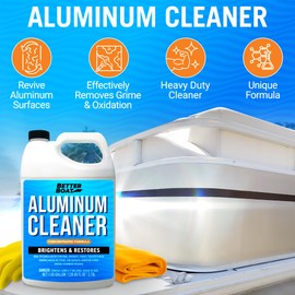 Aluminum Cleaner and Brightener Restorer, Removes Stains and Oxidation, Acid Wash for Pontoon Boats, Jon Boats, Canoes, and Aluminum Surfaces Gallon Refill