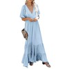 CHARTOU Women's Boho Ruffle Sleeve Flowy Maxi Dress Lace Up