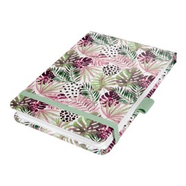 SIGEL JN354 Jolie Mint Pink Jungle Fever A6+ Dot Ruled Notepad Hard Cover 79 Sheets Made from Sustainable Paper