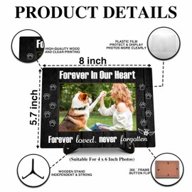 valucise Pet Memorial Pictures Frame, Forever In Our Heart Photo Frame With Stand, Sympathy Gifts For Loss Of Pet Dog Cat, Farmhouse Home Living Room Bedroom Office Decoration -a84