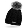 Neverless Women's Knitted Fur Pompom Fur Winter Hat Pom Pom