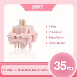 EPOMAKER Nude Rosa 40gf Silent Gaming Keyboard Switches, 21mm Spring, 5-Pin Pre-Lubed Switch, 35 PCS, with PC Case, UPE Stem, Compatible with MX Keycaps for Mechanical Keyboard (Nude Rosa)