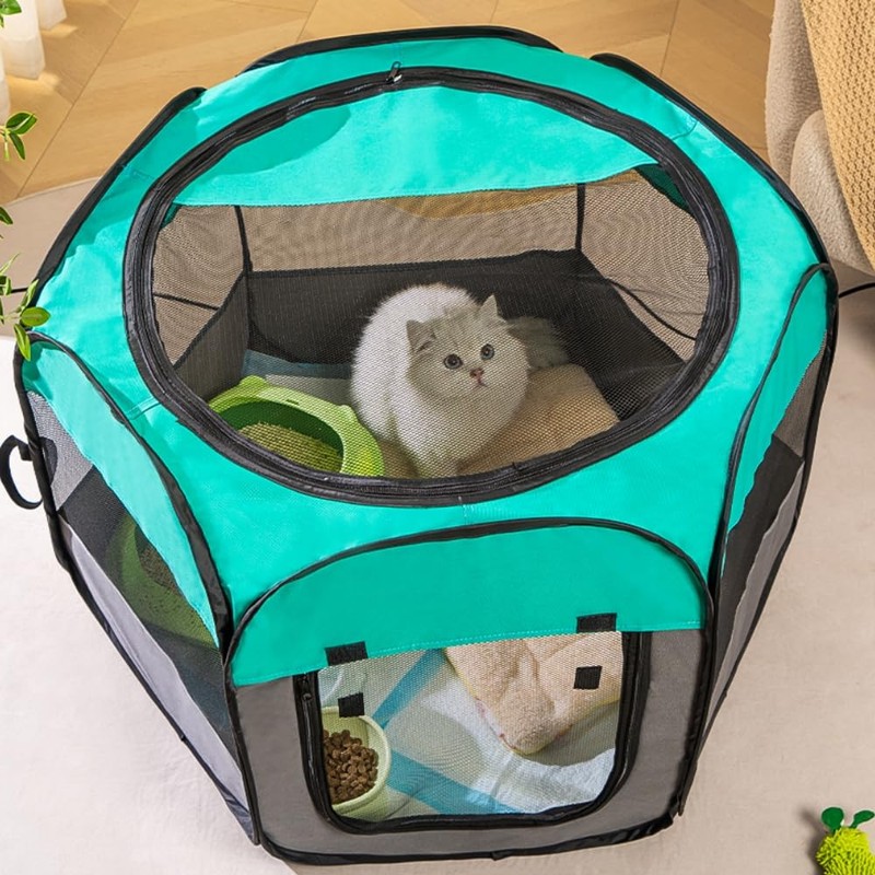 Benebomo Hexagonal Pet Folding Circle, Cat Cage, Mesh Circle, Pet
