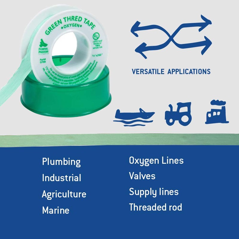 Gasoila Green PTFE Thread Seal Tape – Professional-Grade, 1/2 Inch
