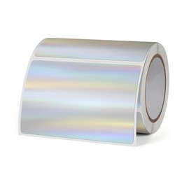 FINDAT Holographic Thermal Labels Silver 3 × 2 Inch Self Adhesive Rainbow Printer Stickers Vinyl Waterproof Roll Glitter Decals Name Tag for Design DIY Logo Business 200 PCS