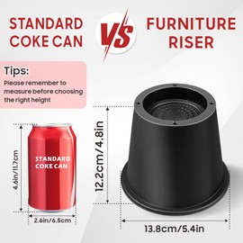 MixDora Bed Risers 4 Inch Round Furniture Risers Heavy Duty Chair Raisers for Desks Couches Sofas Table Set of 4 Pack Black (4 Inch)