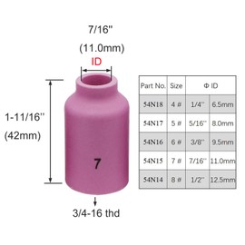 TIG Alumina Nozzles Ceramic Shield Cup 54N15#7 Φ7/16" For DB PTA SR WP 17 18 26 TIG Welding Torch 10pk (54N15#7)