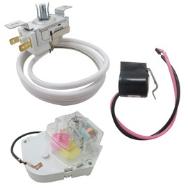 2198202 Cold Control Thermostat W10822278 Defrost Timer W10225581 Bimetal Thermostat Refrigerator Defrost Complete Kit Replace WPW10225581, PS11750673, 2149849 by GRABOTE