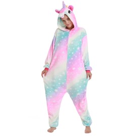 NewPlush Unisex Unicorn Costumes Pyjamas, Adult Women Men Animal Cosplay Onesie