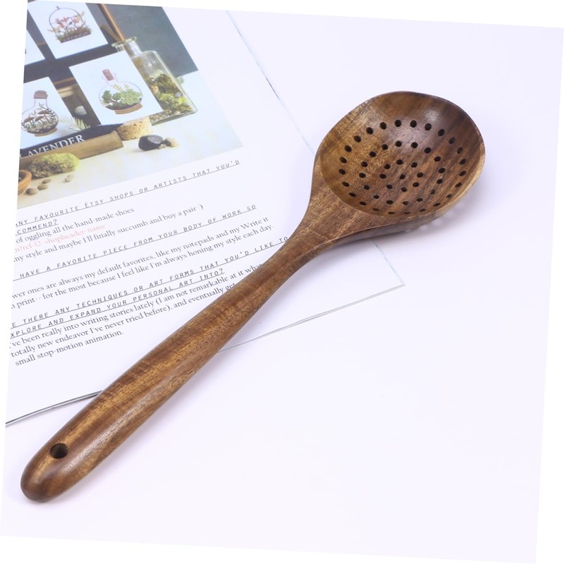 LABRIMP Handcrafted Colander Skimmer Ladle High-Temperature Resistant Kitchen Utensil for