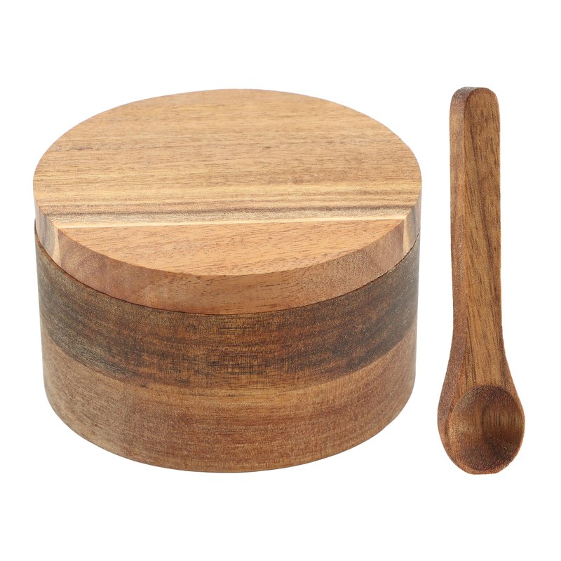 Saycker Wood Salt and Pepper Bowl, with Swivel Lid and