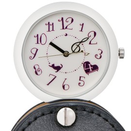 Fieldwork LW038 Women's Pocket Watch, Cat Piano Strap, Magnifying Glass, Black