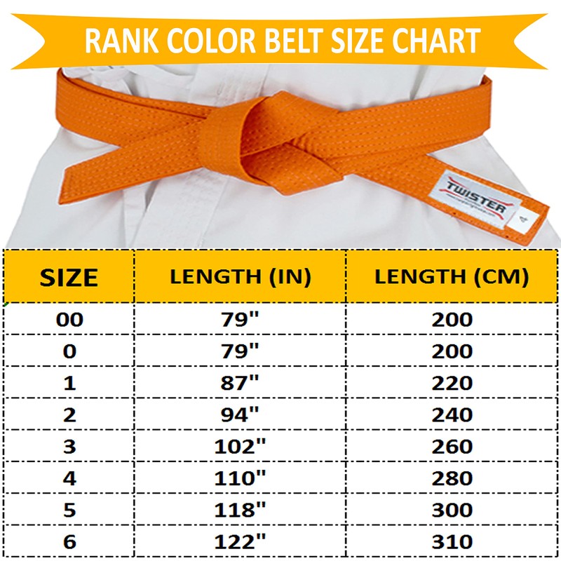 TWISTER Rank Belts for Martial Arts Karate, Aikido, Taekwondo, Judo,