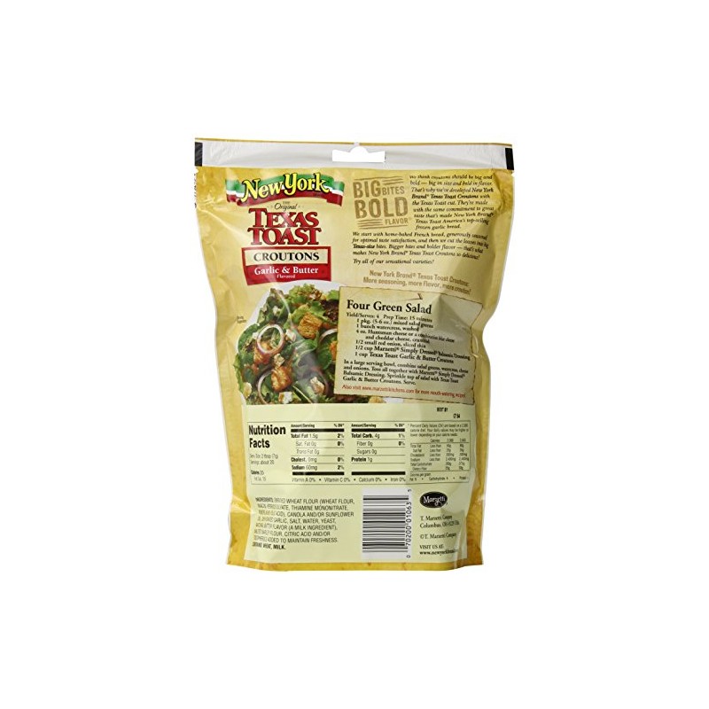New York Texas Toast Croutons Garlic & Butter, 5-Ounce Bags