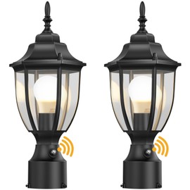 Lamomo Outdoor Post Lights, 2 Packs Dusk to Dawn Lamp Post Light Fixture, Waterproof Aluminum Lamp Posts Outdoor Lighting Pole Lantern for Yard Patio Pathway Garden