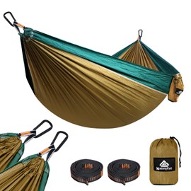 NATUREFUN Ultralight Travel Camping Hammock | 300 kg load capacity, (275 x 140 cm) parachute nylon | 2 x Premium carabiner, 2 x nylon slings included | For outdoor indoor garden use