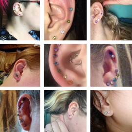 Kakonia CZ Stud Earrings for Women Men Stainless Steel Cubic Zirconia Screwback Earrings Set