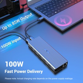 Tymyp 11 in 1 Docking Station, USB C HUB Triple Display Docking Station, (3 x USB 3.1 10 Gb/s, 2 x HDMI, 2 x DP, 100W PD, Gigabit Ethernet & Audio) for Windows and M1 Mac
