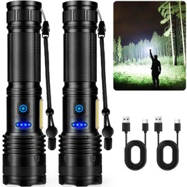 Alicegirl Rechargeable Flashlights High Lumens, 90,000LM Super Bright Flashlight, Adjustable Powerful Flash Light with 8 Modes & COB Light, Waterproof Handheld Flashlight for Home Camping