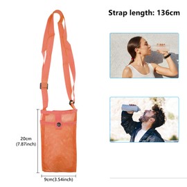 Water Bottle Carrier Bag, Portable Water Bottle Pouch Water Bottle Holder with Adjustable Strap Mesh Water Bottle Sling Outdoor Accessories for Walking Hiking Travelling Camping A7WGSBT (orange)