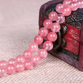 Malahill - abalorio semipreciosas de piedra para hacer joyas, se venden por bolsa, 5 hebras en el interior, cuarzo cerezo sintético, 8 mm