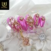 Crazy pink handmade nail tips - Short Round Square /