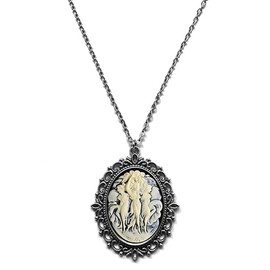 Victorian Vault Three Muses Cameo Steampunk Gothic Pendant Necklace on Chain