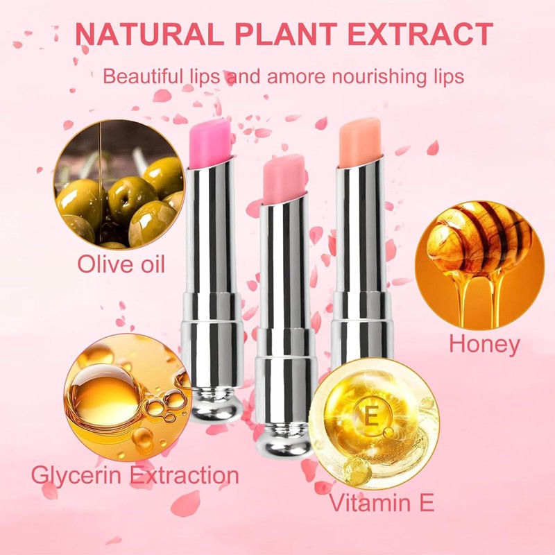 Colour Changing Lip Balm - 3Pcs Coloured Lip Balm Set