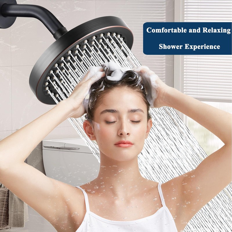 High Pressure Rainfall Shower Head, 6'' Luxury Showerhead with Anti-Clog
