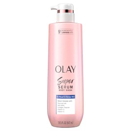 Olay Super Serum Body Wash for Rough & Bumpy Skin, Hydrating & Renewing Serum Complex with Exfoliating Minerals for Luminous Skin, 18.5 fl oz