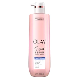 Olay Super Serum Body Wash for Rough & Bumpy Skin, Hydrating & Renewing Serum Complex with Exfoliating Minerals for Luminous Skin, 18.5 fl oz