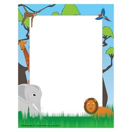 Hayes Explorer Border Paper, Jungle Safari-Themed Stationery for Kids, Classrooms, Flyers, Awards, Invitations and Events, Full-Color Matte Finish, 8.5" x 11" - 50 Pack