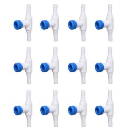 ALEGI Aquarium Control Valves for Aquarium Air Pump Single Way Plastic Air Flow Control Regulator for 3/16" ID Tubing 12 Pack (White & Blue)