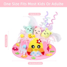 DERAYEE Easter Bonnet Kit for Kids, Easter Chick Bunny Egg DIY Art Craft Kits Make Your Own Easter Hat for Easter Craft Supplies (Pink)